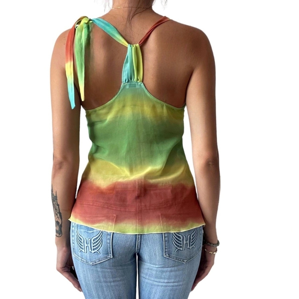 Intimissimi Tie Dye Silk Multicolor Halter Top Blouse Cami Sz.S